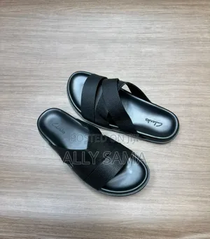 Men's Black Leather Clarks Sandals