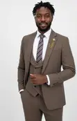 Brown Tweed Three-Piece Suit with Chain Detail - 1