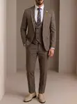 Brown Tweed Three-Piece Suit with Chain Detail - 2