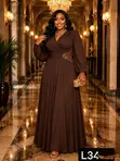 Elegant Wrap-Style Evening Gown with Beaded Waist - 3