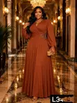 Elegant Wrap-Style Evening Gown with Beaded Waist - 4