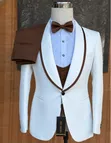 Ricardo Martinez Men's Suit - White and Brown - 1