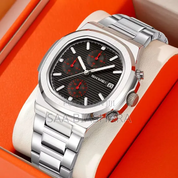 New Skmei 9374 Classic Stainless Steel Silver Unisex Watch - 1