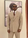 Beige Executive Double Suit - Premium Classic - 3