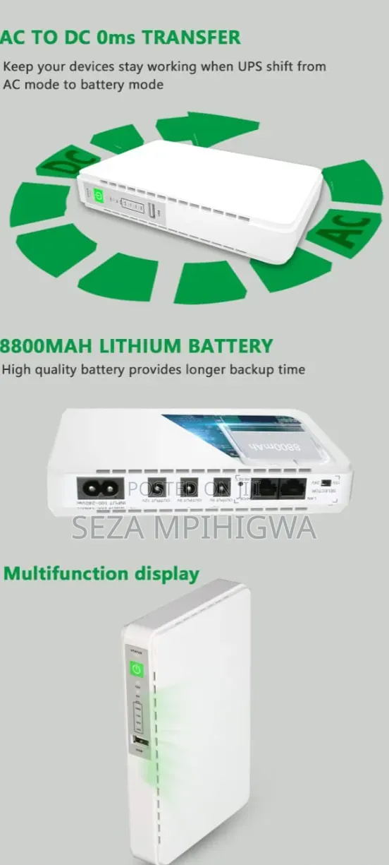 Mini DC UPS 5V/9V/12V - PoE UPS Power Supply - 1