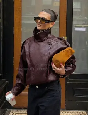 Queen Leather Burgundy Oversized Jacket