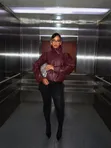 Queen Leather Jacket Kubwa ya Burgundy - 4