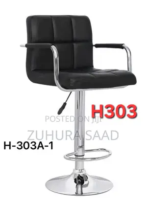 Saloon Chair - Black Leather Footstool