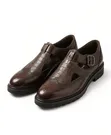 Brown Crocodile Texture Buckle Shoes - 1