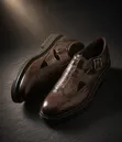 Brown Crocodile Texture Buckle Shoes - 2