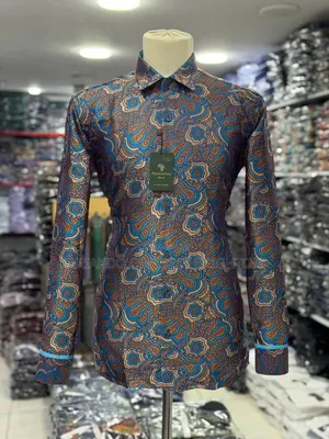 Shati la Presidential Style La Rangi Nyeusi na Machungwa La Paisley