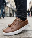 Brown Lacoste Leather Sneakers - 1