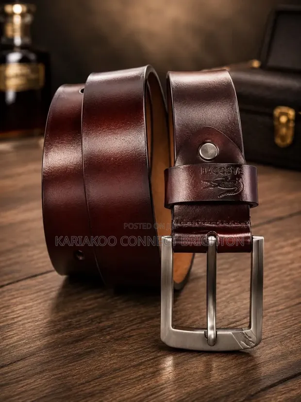 Mkanda wa Ngozi wa Lacoste wa Rangi ya Kahawia - 1