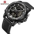 Naviforce Men's Gold-Tone Digital-Analog Leather Strap Watch - 2