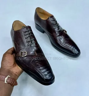 John Foster Brown Patterned Leather Oxford Shoes