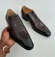 John Foster Brown Patterned Leather Oxford Shoes - 2
