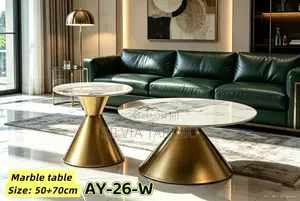 Modern Marble Coffee Table Set - 2-in-1