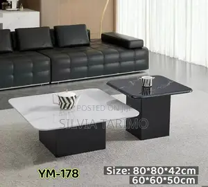 Modern 2-Piece Marble-Effect Coffee Table Set