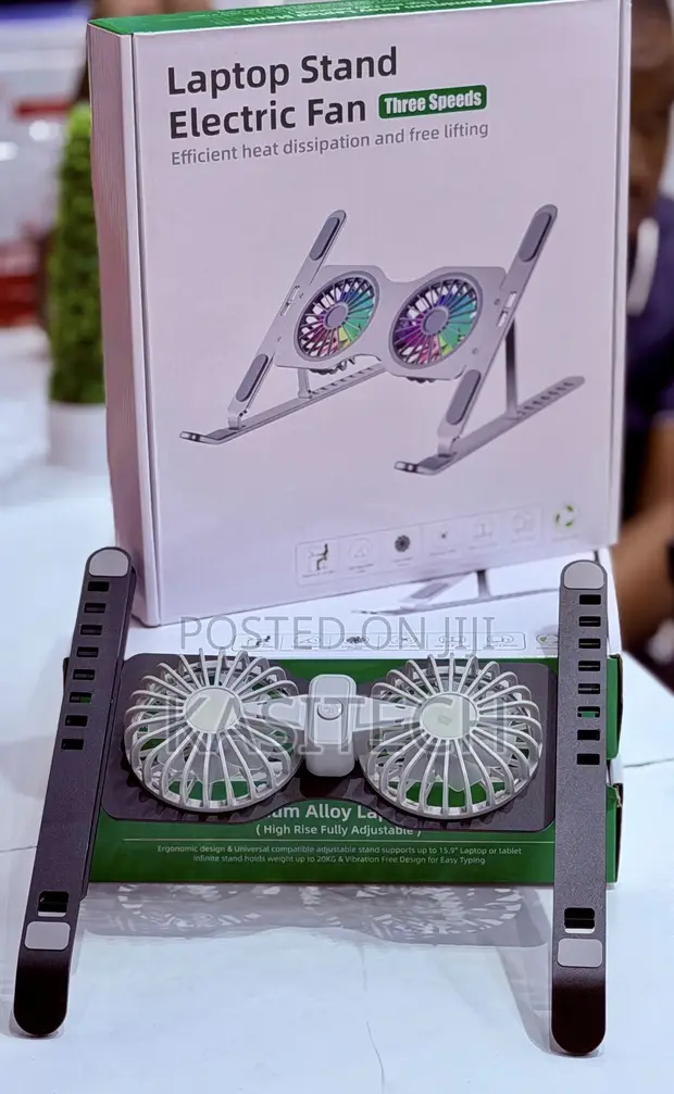 Stendi ya Kupoza Laptop Portable yenye Feni 2 - 1