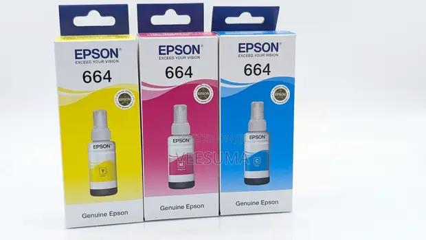 Seti Halisi ya Chupa za Rangi za Epson 664 (Manjano, Magenta, Cyan) - 1