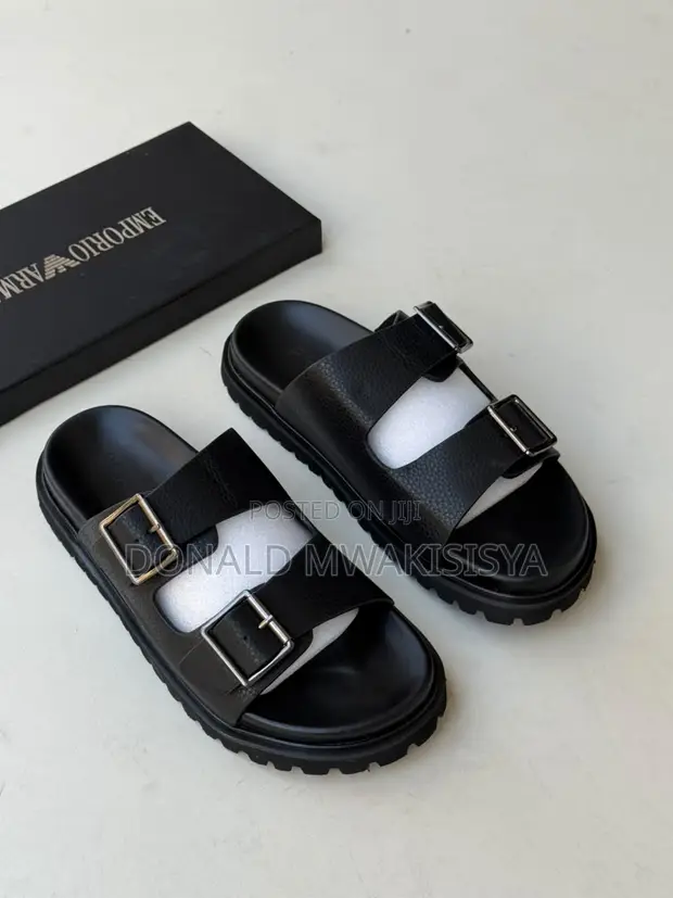 Emporio Designer Double Buckle Slides - 1