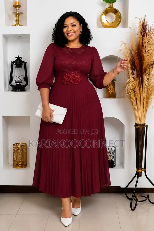 Lace Detail Pleated Maxi Dress - 1
