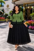 Lace Peplum Gown with Belt - 2