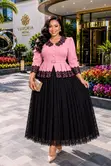 Lace Peplum Gown with Belt - 4