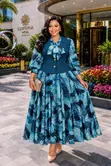 Bow-Tie Blouse & Printed Skirt Set - 1