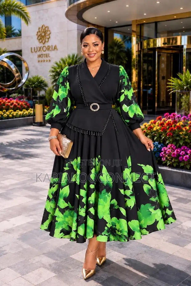 Floral Wrap Dress with Belt - 1