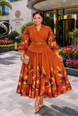 Floral Wrap Dress with Belt - 2