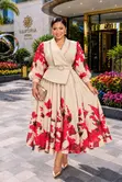 Floral Wrap Dress with Belt - 4