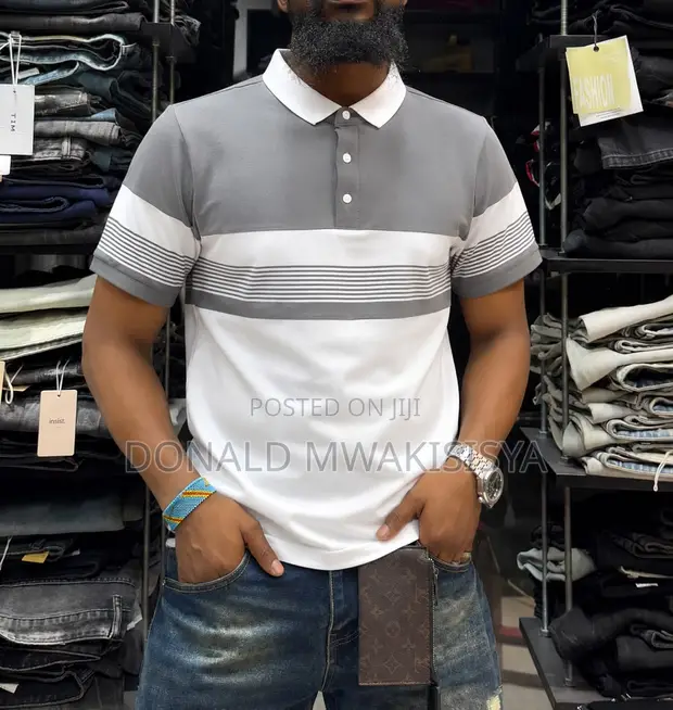 T-Shirt za Polo za Kiume Zenye Milia ya Premium - 1