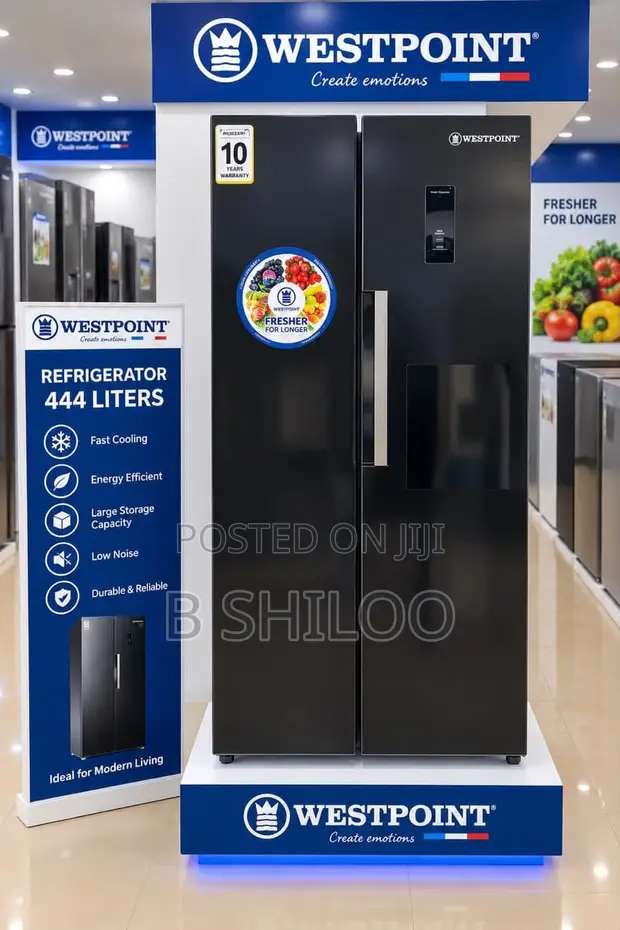 Westpoint Side by Side Refrigerator 444L Nyeusi - 1