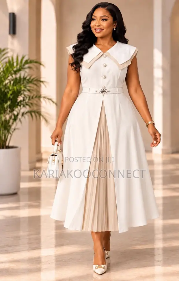 Sailor Collar Pleated Dress - 1