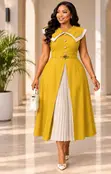 Sailor Collar Pleated Dress - 4