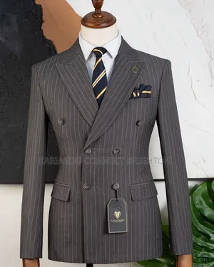 Carlos Cardini Grey Pinstripe Double-Breasted Suit Combo