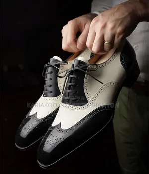 Classic for Men Black & Cream Two-Tone Brogue Oxfords