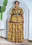 Earth Print Puff Sleeve Maxi Dress - 1