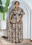 Earth Print Puff Sleeve Maxi Dress - 2