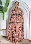 Earth Print Puff Sleeve Maxi Dress - 3