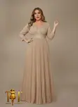 Jeweled Waist Glitter Gown - 1