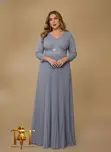 Jeweled Waist Glitter Gown - 2