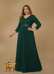 Jeweled Waist Glitter Gown - 4