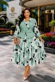 Floral Wrap Peplum Midi Dress - 1