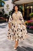 Floral Wrap Peplum Midi Dress - 2