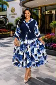 Floral Wrap Peplum Midi Dress - 3