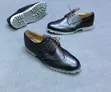 Viatu vya Kiume vya Classic Style Nyeusi/Kijivu vya Lug-Sole Wingtip - 3