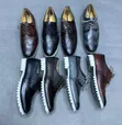 Viatu vya Kiume vya Classic Style Nyeusi/Kijivu vya Lug-Sole Wingtip - 5