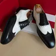Classic Style Black & White Two-Tone Brogue Oxfords - 1